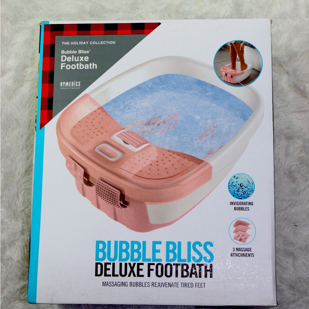 HoMedics Bubble Bliss Deluxe Foot Spa Foot Bath Massager Heated Bubbles Pink